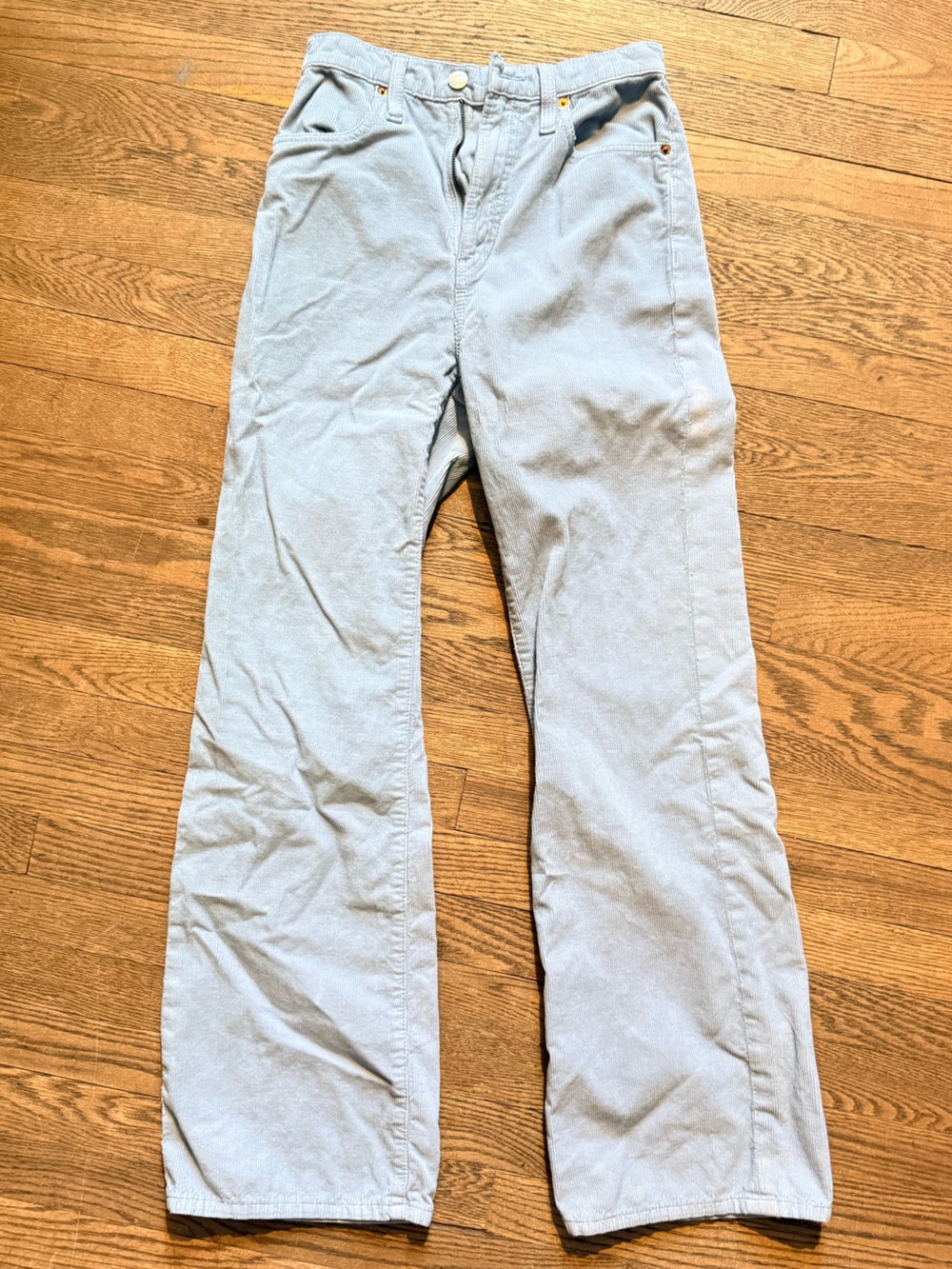 RE/DONE Wide Leg Corduroy Pants High Rise Washed Slate Sun Damaged!